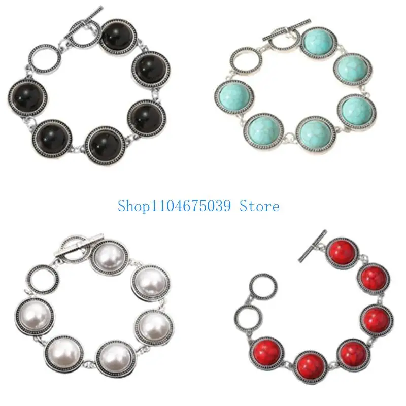 5ASD الأنيقة البوهيمية أنماط خمر زخرفة سوار الحجر للنساء مع الخرز القوي وسهل ارتداء التصميمات #5