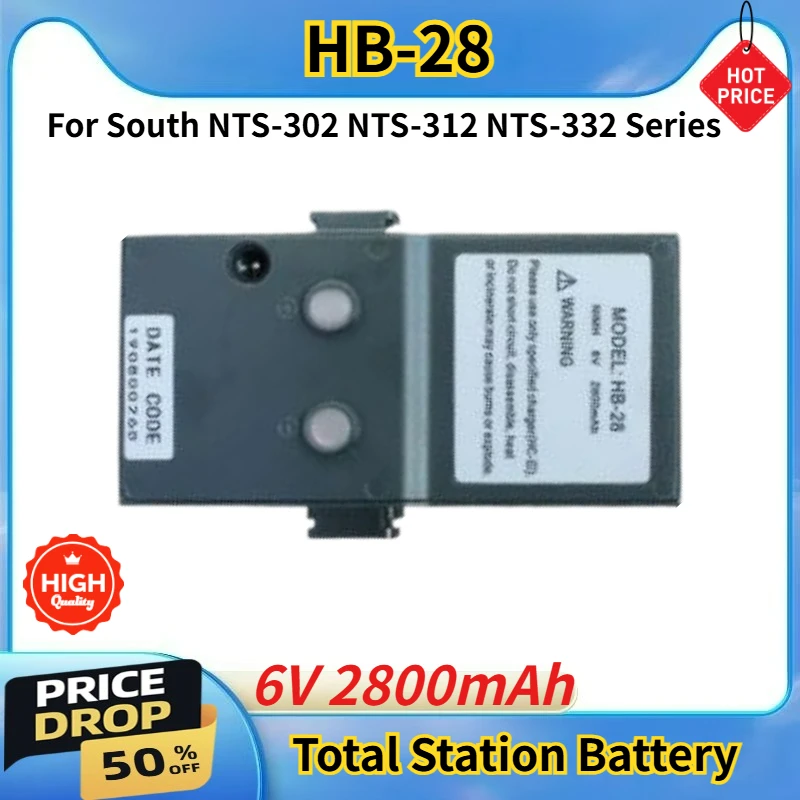 High Quality Total Station Battery for South NTS-302 312 332 Series Brand New HB-28 Replacement Battery 6V 2800mAh