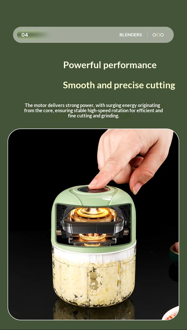 HOMEFISH Electric Mini Kitchen Garlic Paste Mixer Baby Food Meat Grinder Home Multi-functional Garlic Crusher