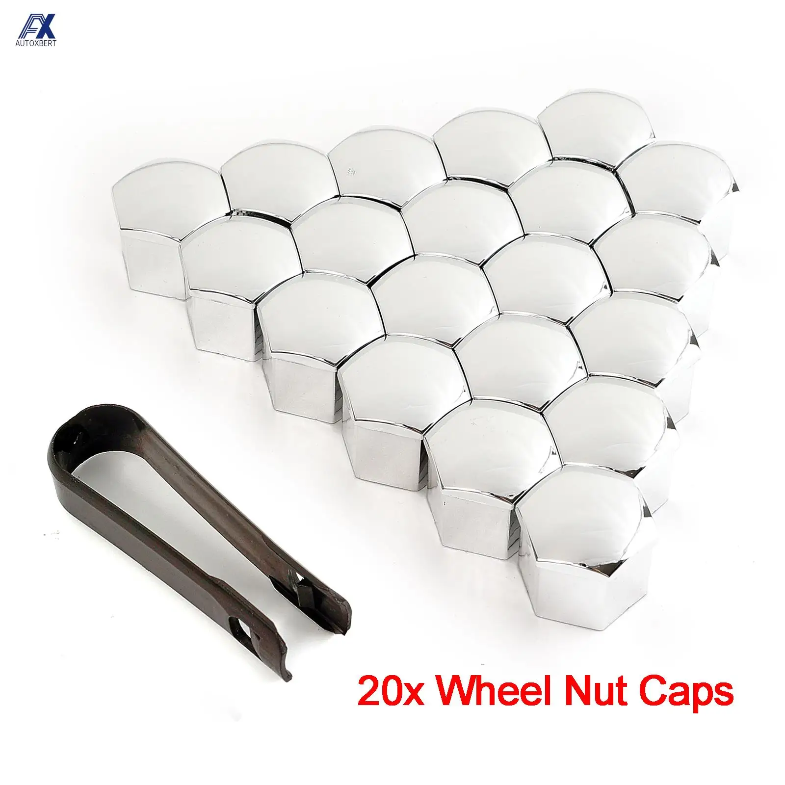 20x Chrome Car Wheel Nuts Caps Protector Tyre Bolts Outward Decoration Studs Hub Cover Caps Gloss Silver For Tesla Model 3 S X Y