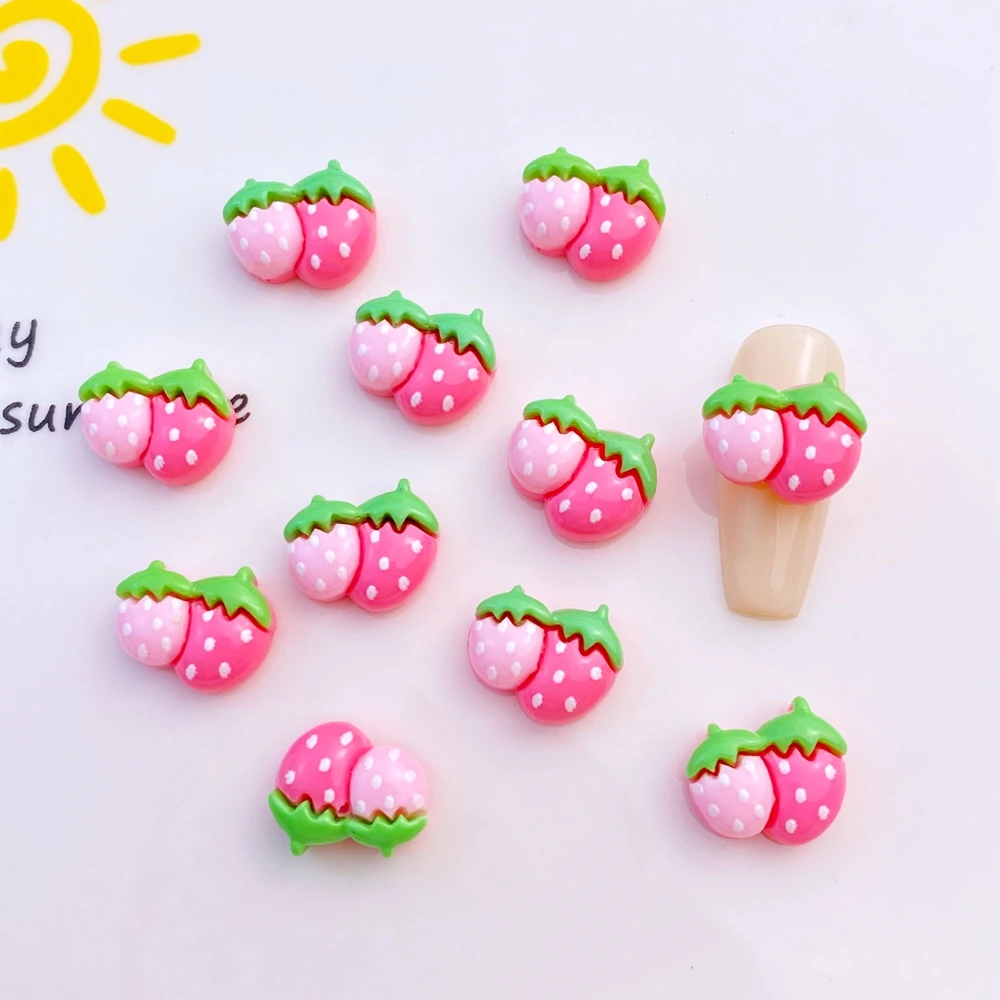 30Pcs DIY Mini strawberry Nail Art Decorations Resin Rhinestones 3D Nail Jewelry Charms For Nail Tips