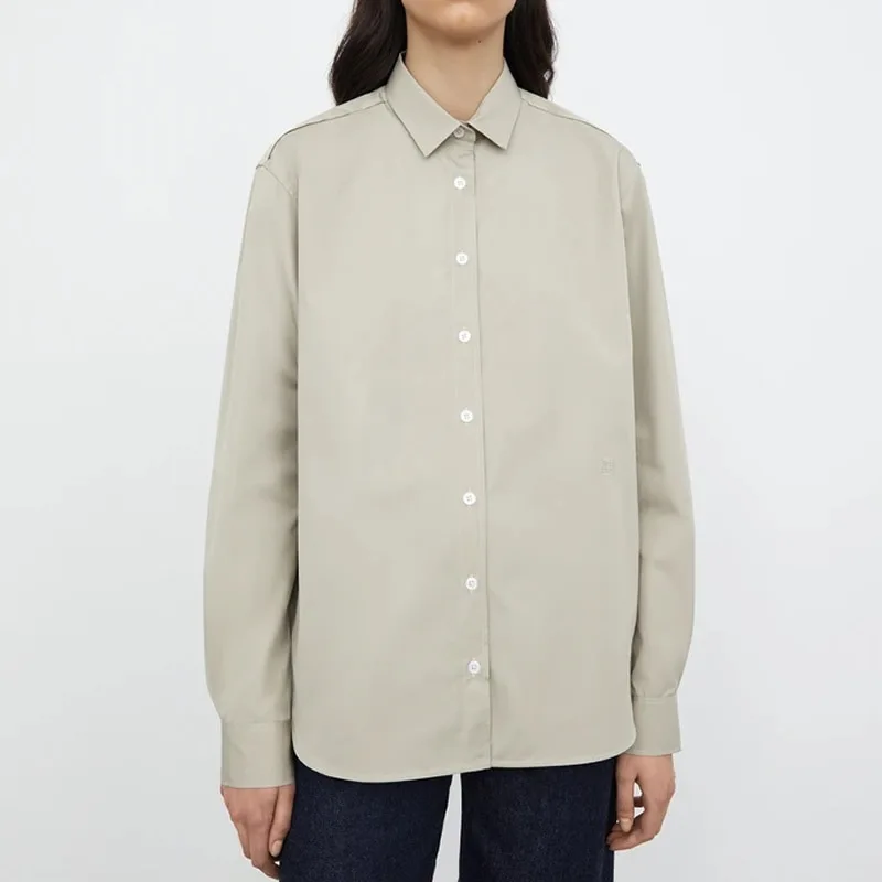 

Women's Europe & USA Fashion Brand Solid Color & Striped Long Sleeve Shirt - Autumn/Winter Loose Intellectual Style