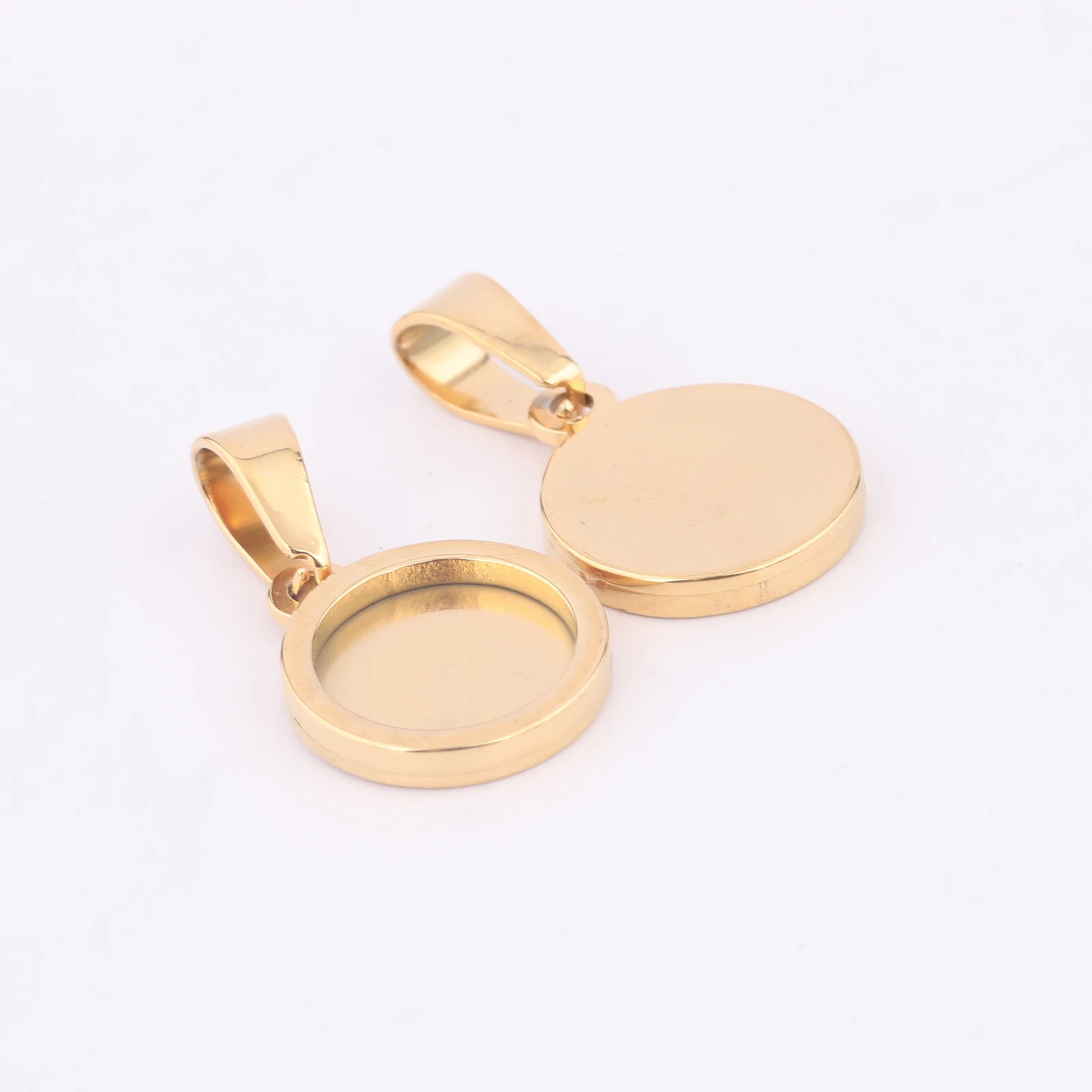 10pcs 10mm round cabochon base settings stainless steel gold plated bezel pendant trays blanks for jewelry making supplies image 6