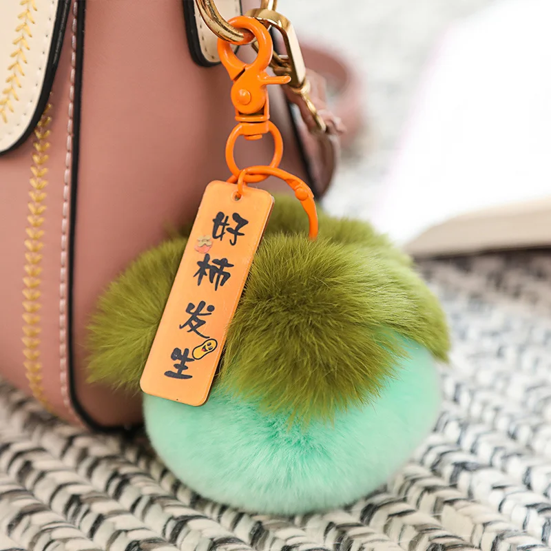 ميدالية مفاتيح لطيفة على شكل كرة صغيرة من فرو المنك على شكل كمثرى، زينة لحقائب الأطفال، قلادة، ميدالية مفاتيح سيارة نسائية، مجوهرات، هدايا أعياد الميلاد