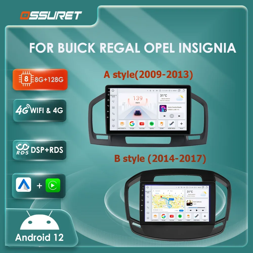 4G DSP Carplay Android 12 Car Auto radio For Buick Regal Opel Insignia 2009-2017 multimedia Video player 7862 GPS Stereo Screen