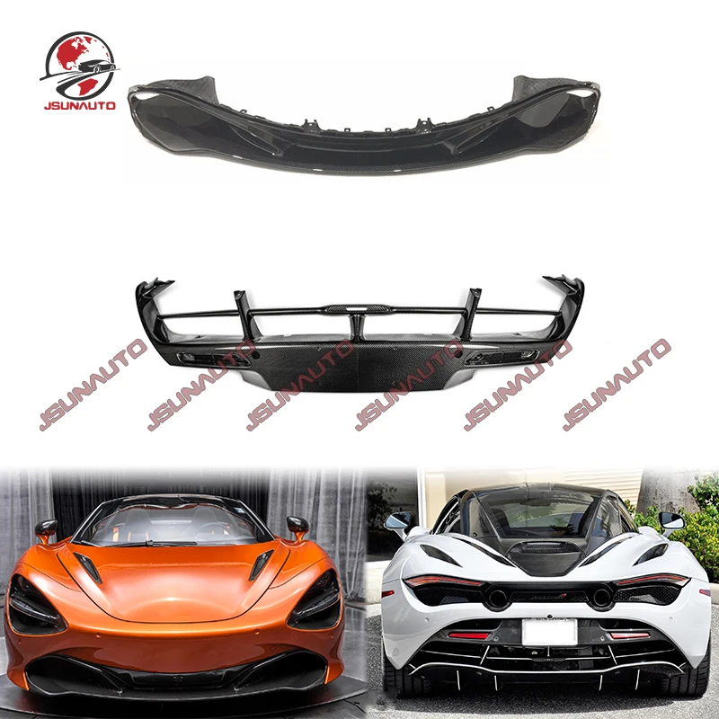 For McLaren 720s OEM Style Carbon Fiber Front Diffuser Rear Lip Tail Spoiler Engine Air Cover Lamp Cover Carbon Tirms