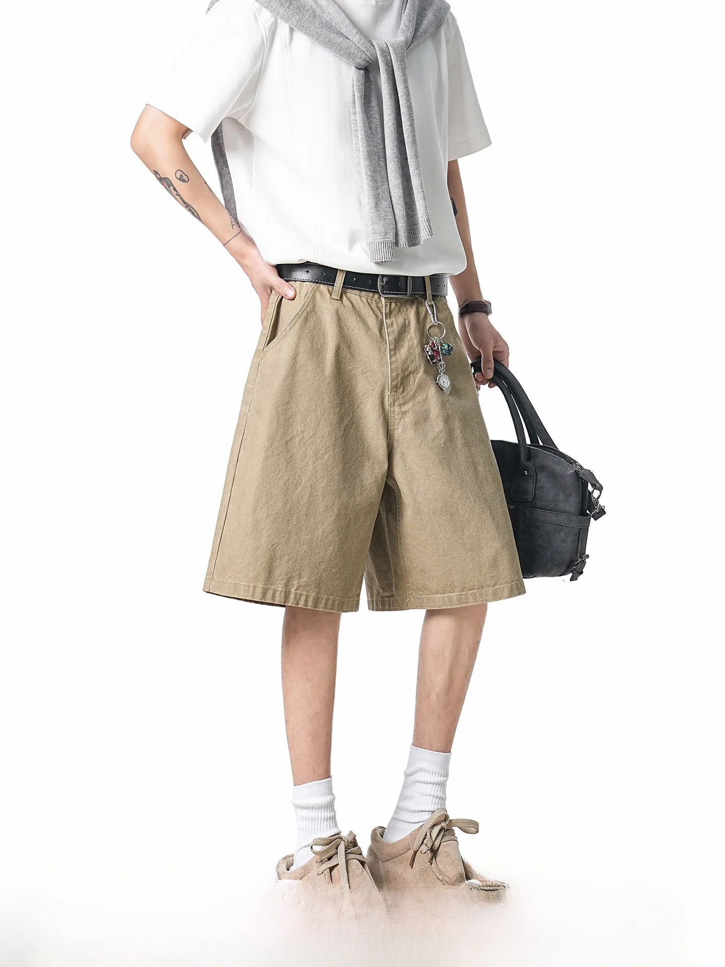Dream Made American Style Workwear Shorts Men's Summer Thin Breathable Straight Casual Boys' Five-Quarter Pants Loose Fit