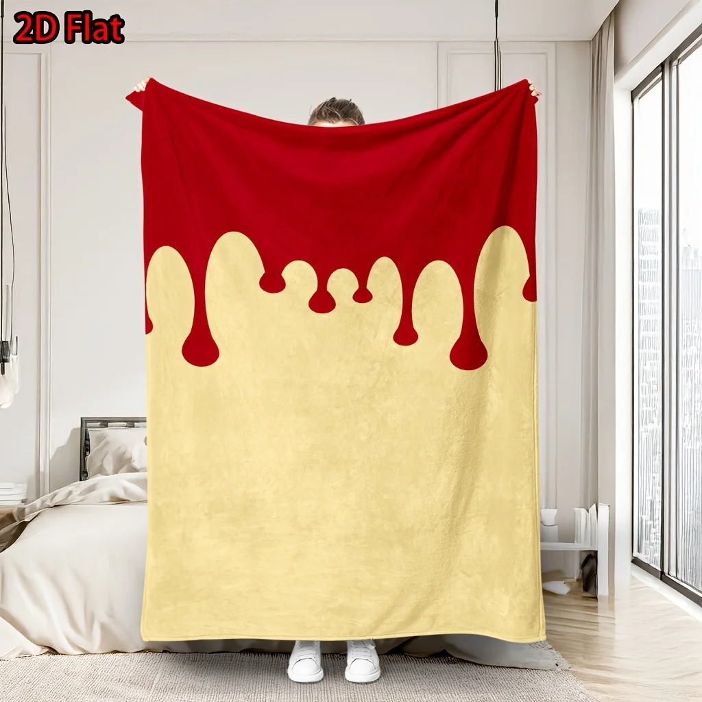 Luxury Abstract Drip Pattern Red and Yellow Gradient Throw Blanket for Couch Sofa Bedding Aesthetic Modern Home Decor Gift