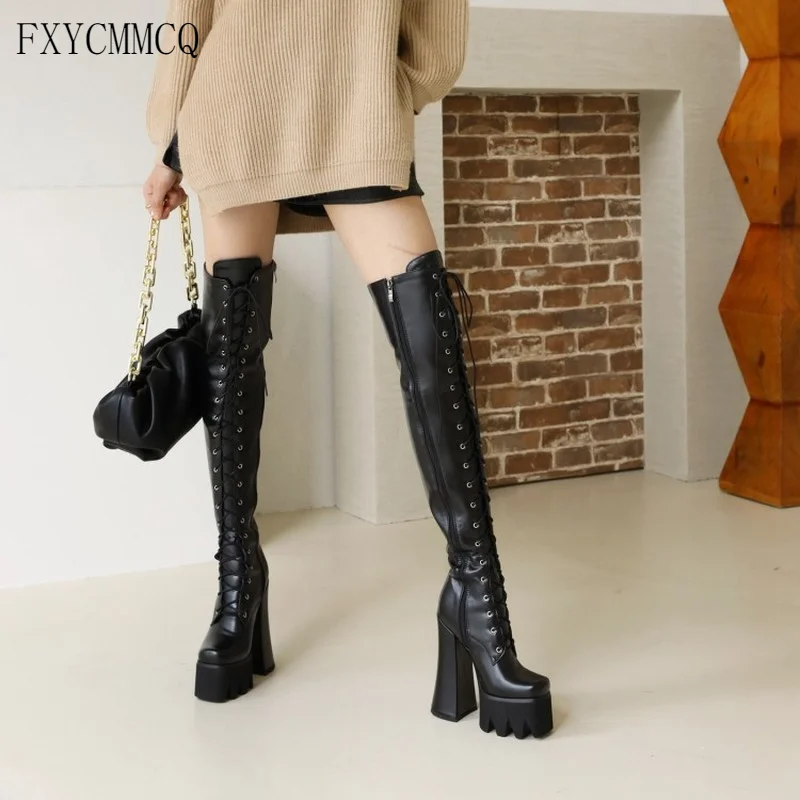 

FXYCMMCQ 2021 Spring and Autumn Hot Style Waterproof Thick-soled Super High Heel (15cm) Sexy Women's Boots Fashion Boots 77-37