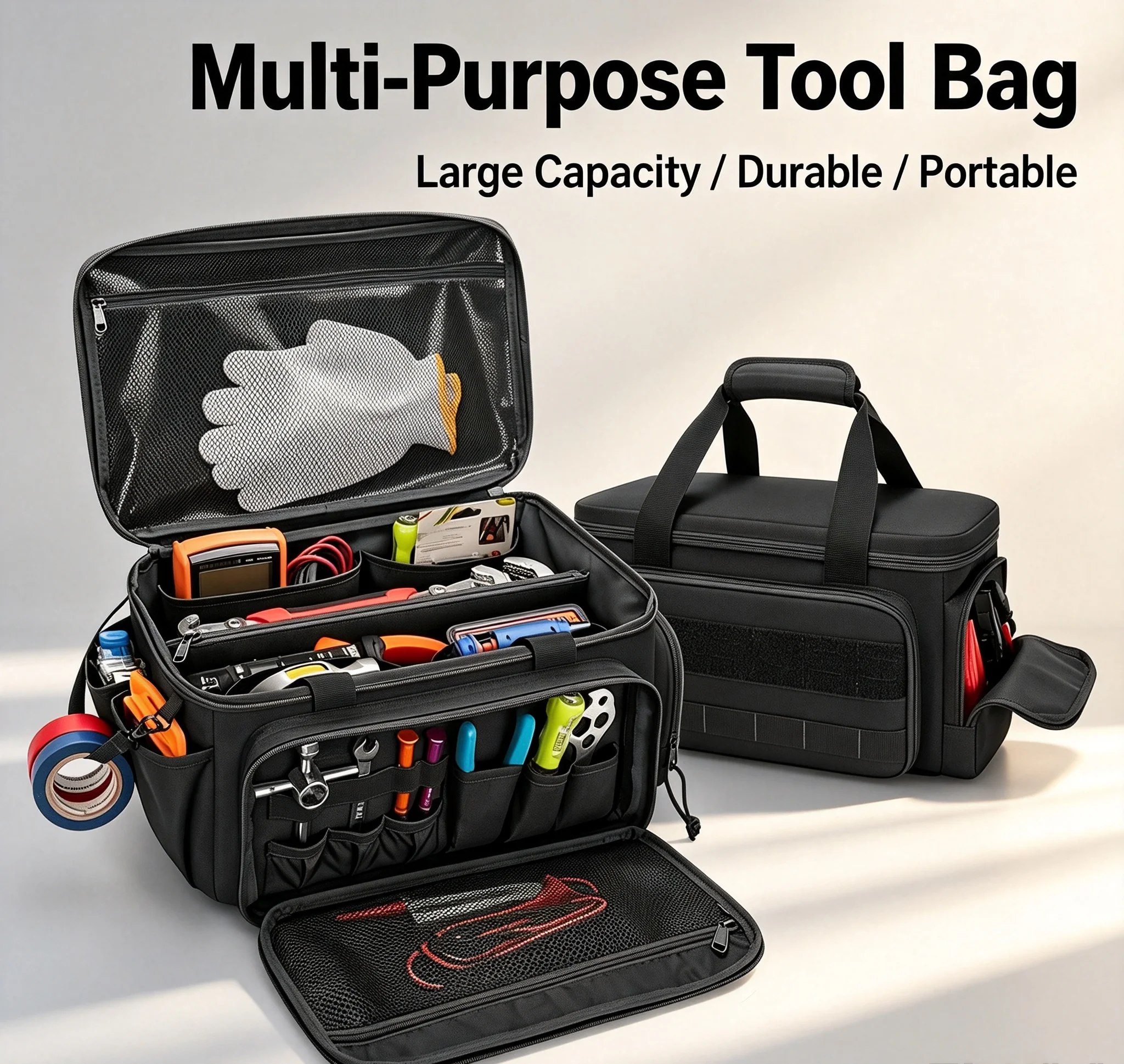 14 Inch Heavy Duty Tactical Tool Bag Waterproof Multi Purpose Storage Organizer Pouch Handbag For Electrician Carpenter