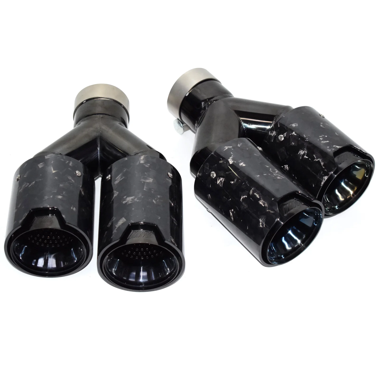 For BMW Universal High Quality Carbon Fiber Forged +Stainless Steel Black Exhaust Pipes Muffler