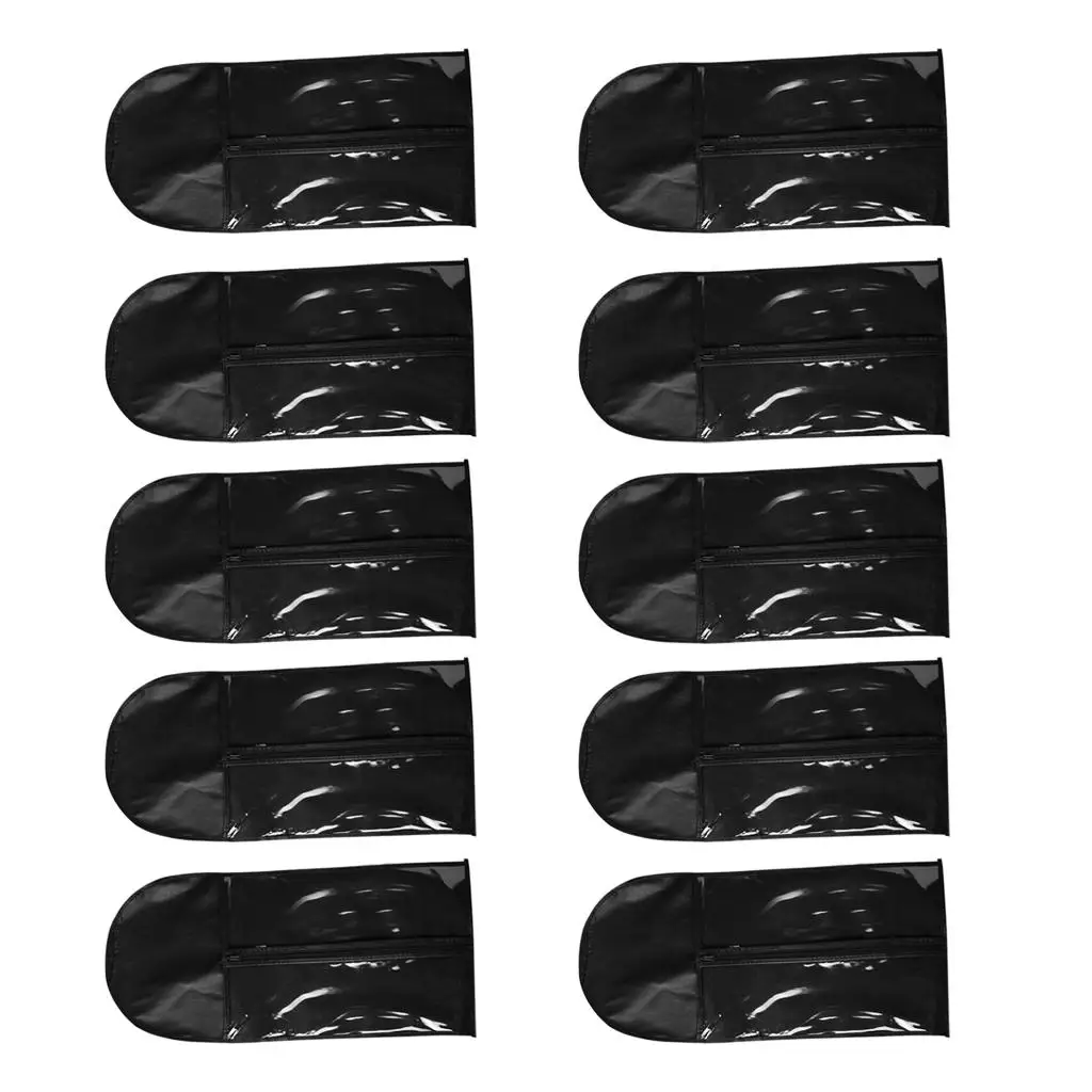 

10 Pieces Professional Hair Extensions Wig Storage Case Dust Organizer Wigs Pouch Black