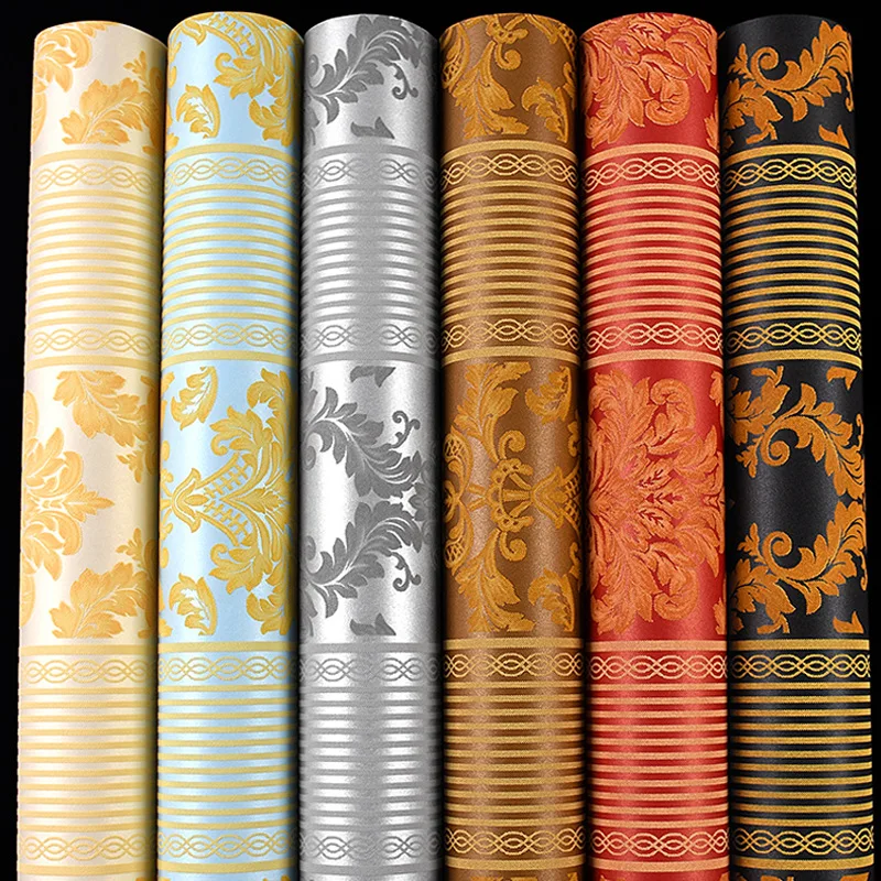 European Style Non Woven Fabric Wallpaper for Bedroom and Living Room 3D Vertical Stripe Home Luxury TV Background Wall Simple
