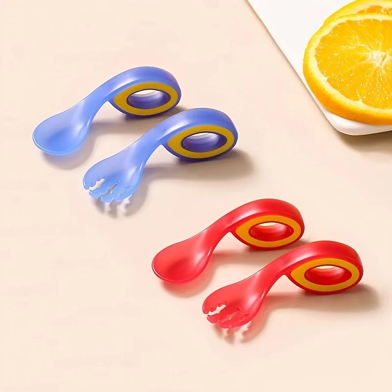 2pcs/pack Colorful Baby Spoon Fork Set with Travel Box, Temperature Sensitive Baby Spoon Fork, Small Portable Cutlery