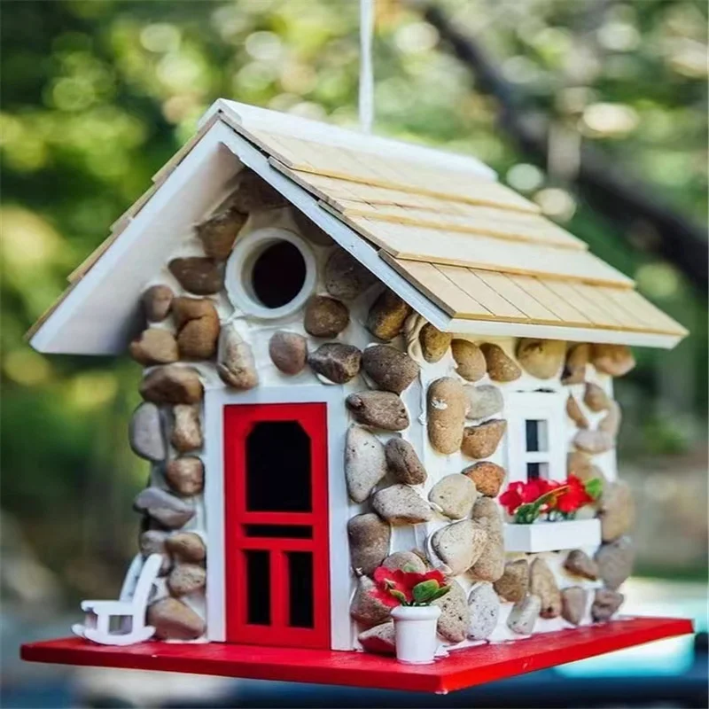 New Stone Cotton Bird House Outdoor Bird House Resin Hummingbird Stone Bird House Pendant