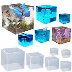 Moule en silicone transparent pour ornements, style cube, bricolage, décoration de bureau à domicile, cadeau transparent, élection en cristal, 5 cm, 6 cm, 7 cm, 8 cm, 9cm de haut