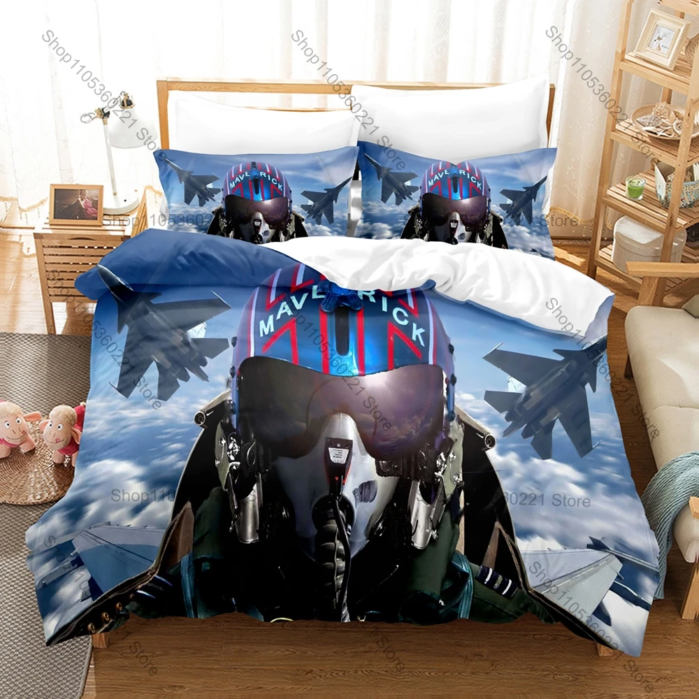 

Top Gun Maverick 3PCS Bedding Set Military Fighter Jet Print Soft Microfiber Duvet Cover Pillowcase Home Decor