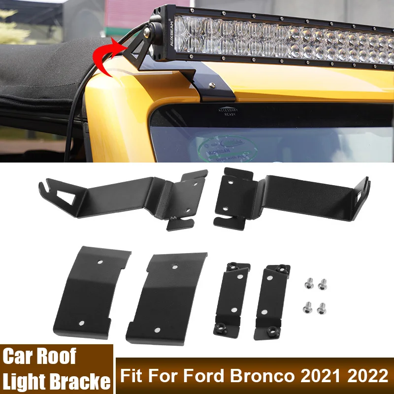 

42/52" New Car Roof Light Mounting Bracket Fit For Ford Bronco 2021 2022 Front Upper Windshield Roof Light Frame Car Accessories