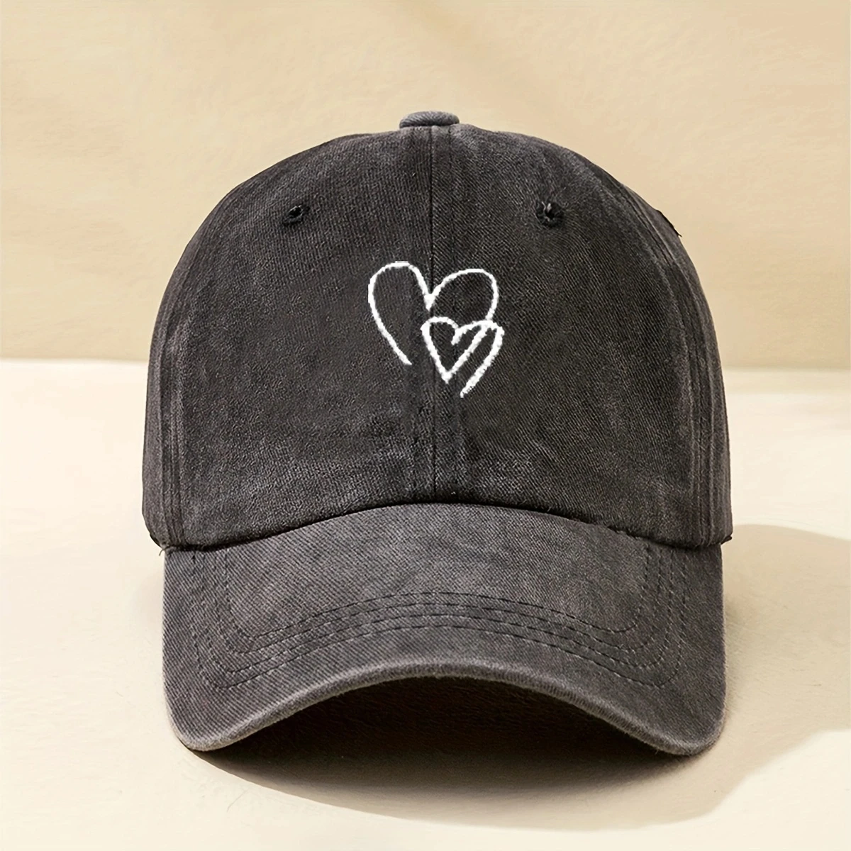 Korean version of embroidered love baseball cap women wash jeans retro do old-fashioned caps men face small