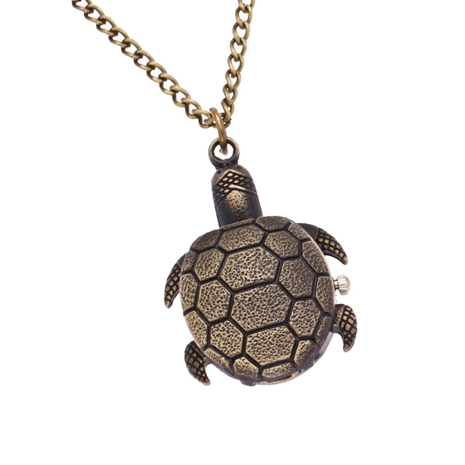 1 قطعة ساعة الجيب الكوارتز الرجعية الكلاسيكية سبيكة السلاحف تصميم سلسلة هدية نمط السلحفاة ساعة الجيب