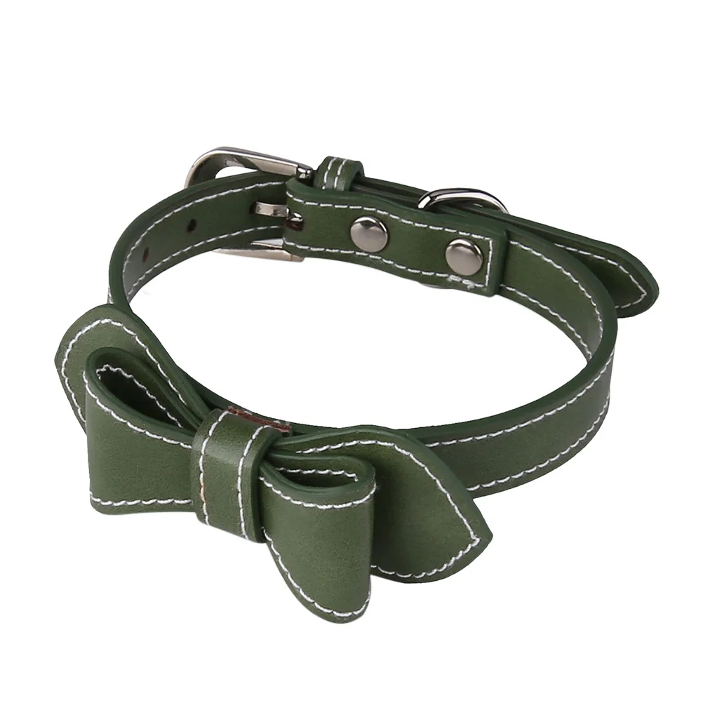 

Pet Dog Cat Collar Soft PU Material Bowknot Design Fashion Stylish Photo Prop Small Size Stripe Pattern Pet Supplies
