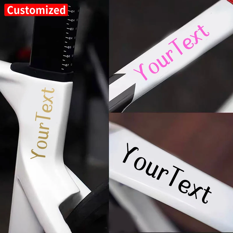 

1PC Custom Elegant Thin Script Font Bike Frame Sticker DIY Bicycle Top Tube Helmet Cycling Decor Mountain Bike Accessories