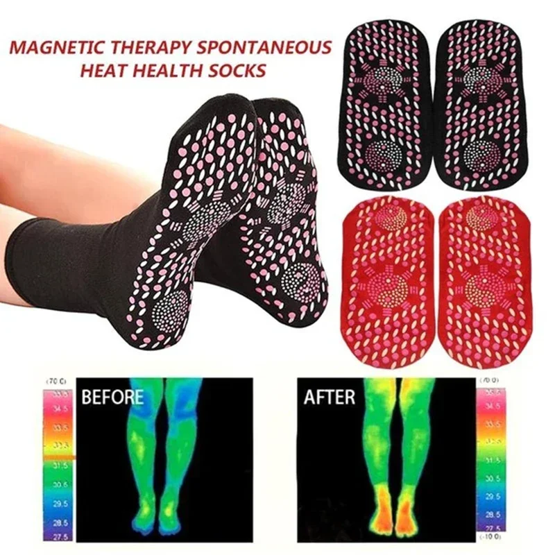 A Pair Magnetic Socks Thermal Tourmaline Self-heating Therapy Ankle Muscle Relaxation Socks Winter Skiing Fitness Warm Sports