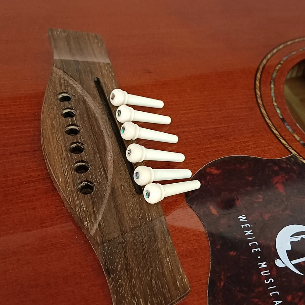 6 Pieces/lot cow Bone String Nails Guitar Strings Pin pure bone Guitar Strings Fixed  Acoustic Guitar Bridge Pins