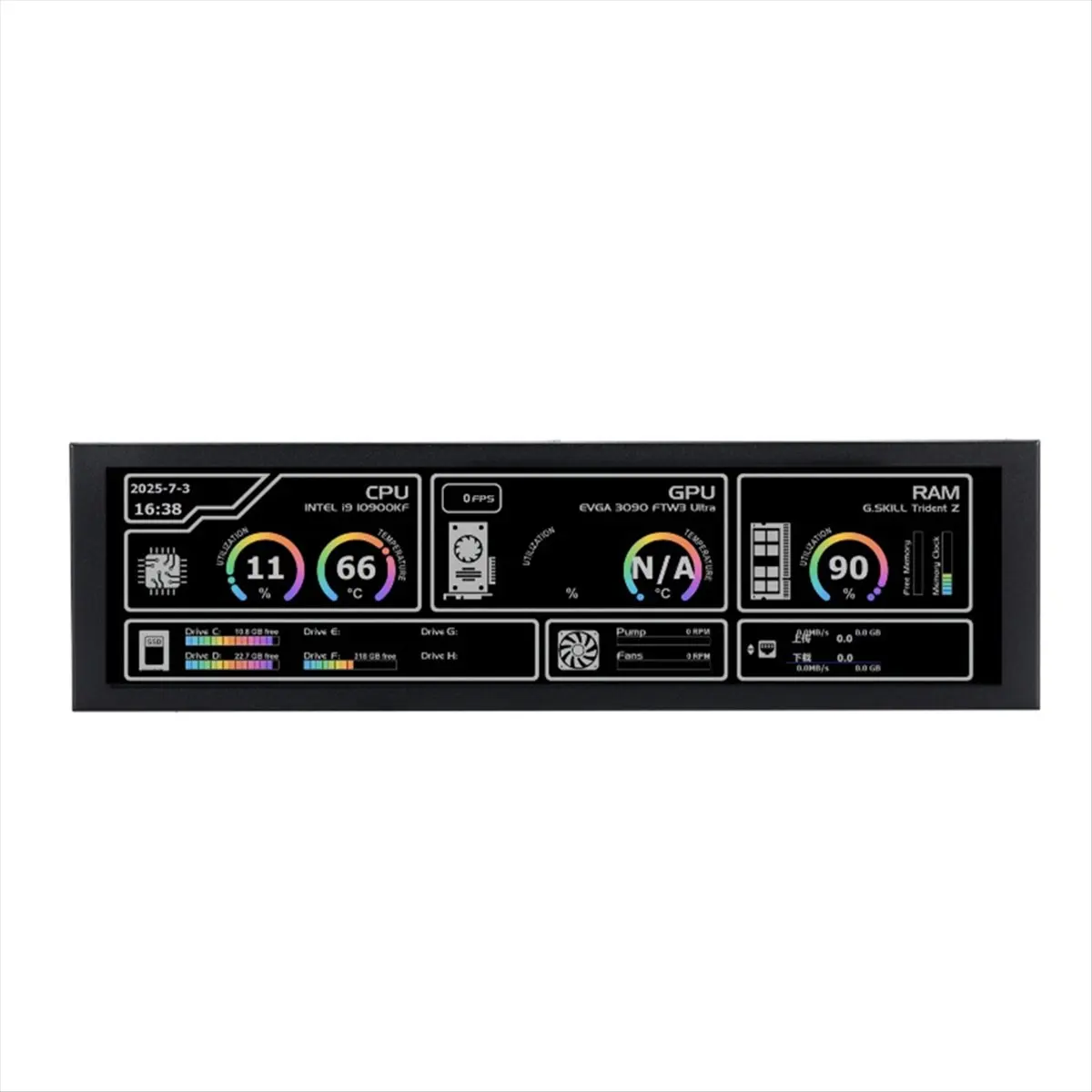 A46U 8.8In Stretched Bar LCD Monitor 1920x480 IPS Touch Screen Portable Secondary Display for PC CPU & Temp Data Monitoring A