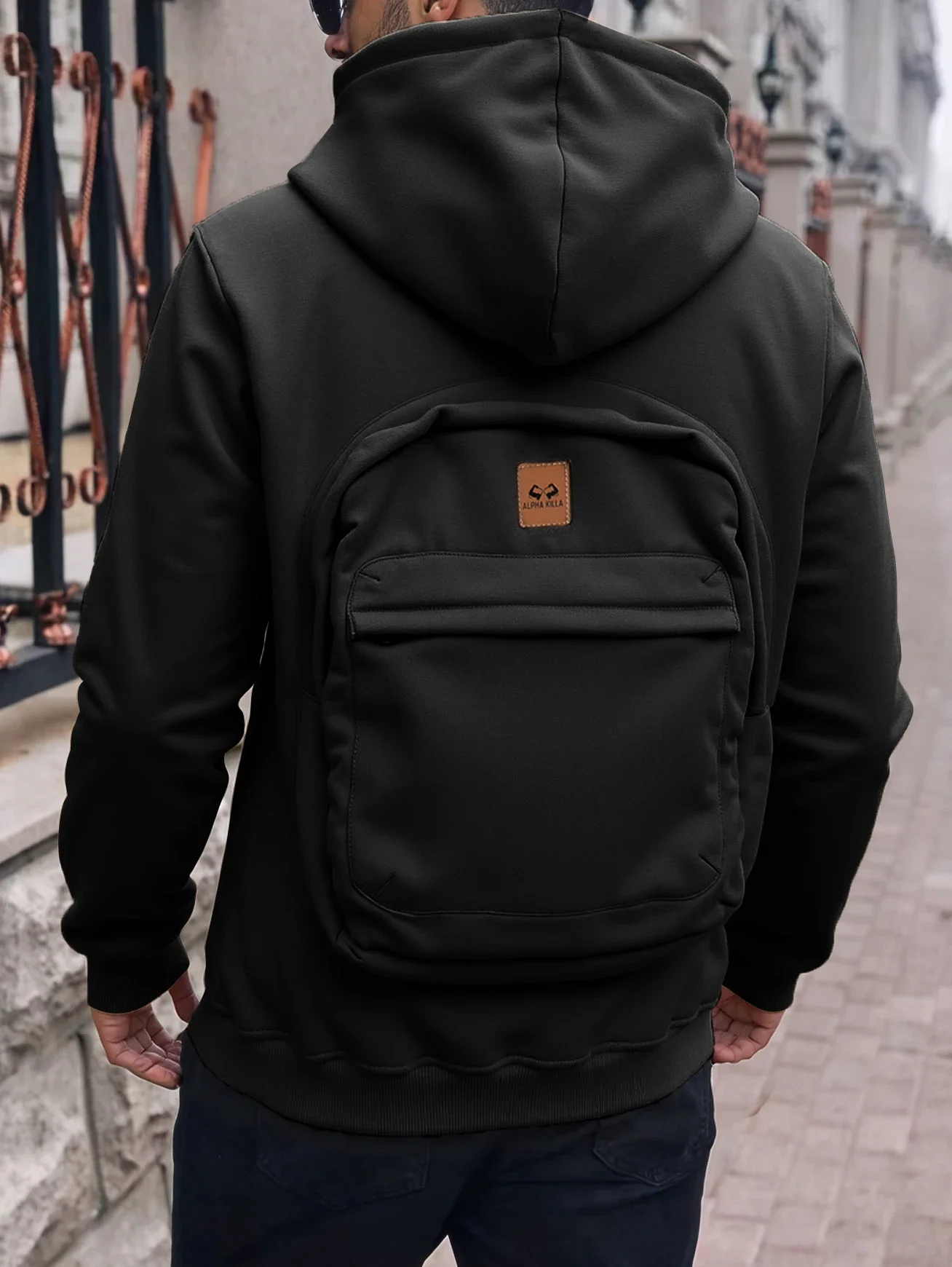 New Trendy Men's And Women's Three-Dimensional Backpack Design Fashionable Loose Hoodie Casual Harajuku Street Punk Sportswear