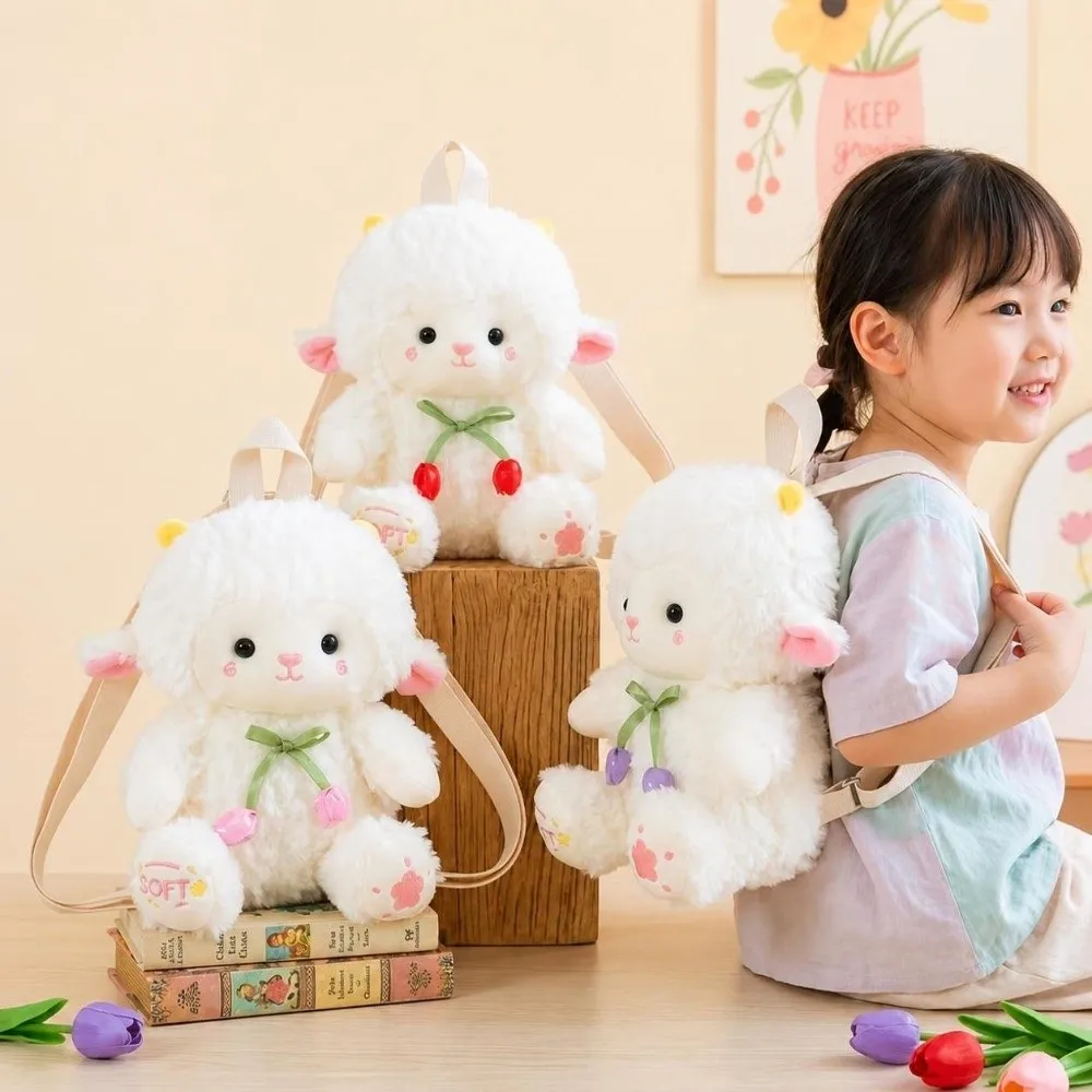 Durable Cute Sheep Backpack Stuffed Soft Animal Doll Bag Trendy Shoulder Backpack Birthday Gift