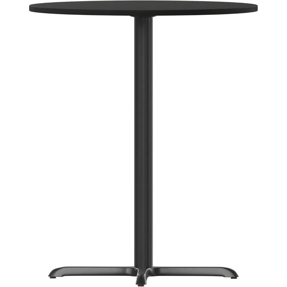 30 Inch Round Black Laminate Table Top with 22 Inch Square Bar Height Table Base