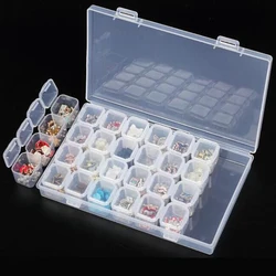 1PC 28 Grid Compartment Transparent Medicine Organizer Storage Box Plastic Organizador Jewelry Beads Storage Case