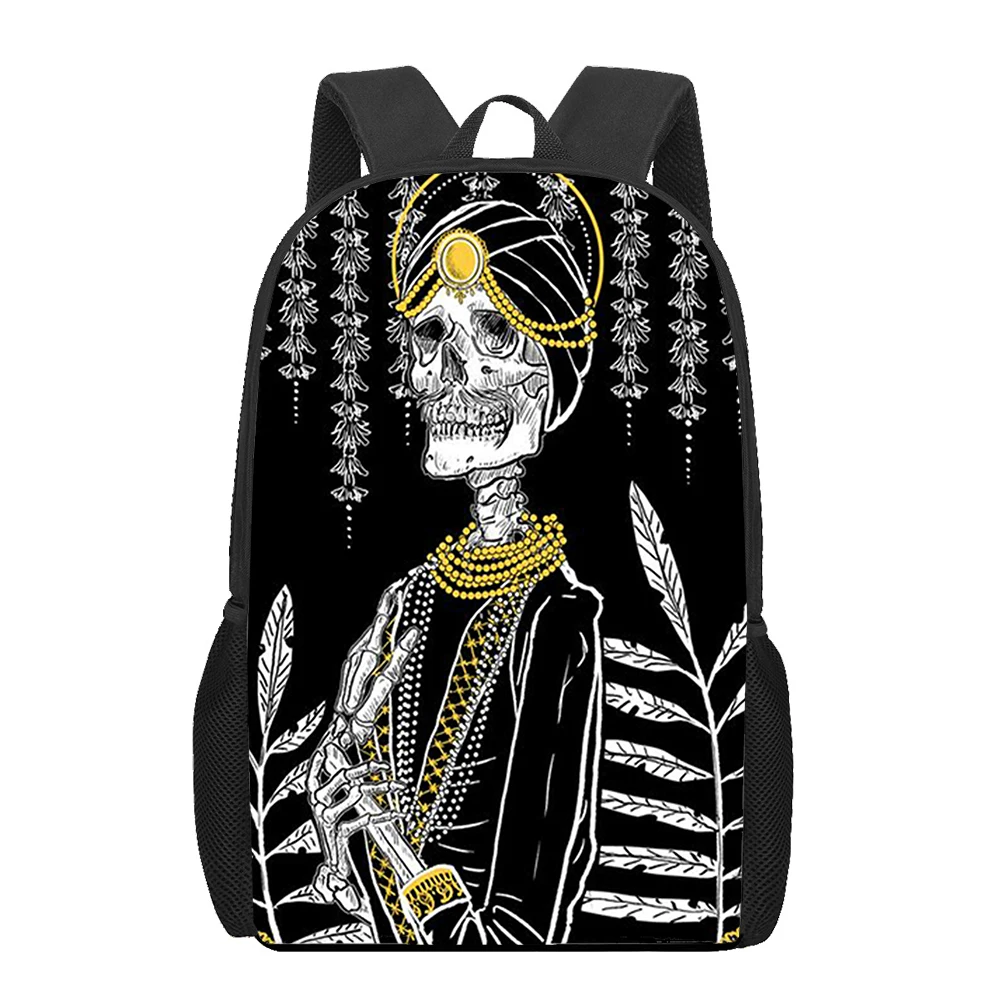 Death Tarot Skull Pattern Printed Backpack Girls Boys Kids Book Bag Teenager Casual Backpack Laptop Backpack Shoulder Rucksack