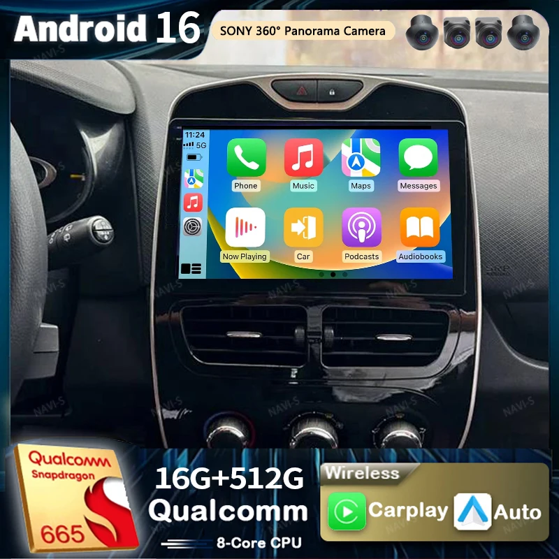 Android 16 CarPlay Stereo For Renault Clio 4 BH98 KH98 2012 -2016 2K QLED Android Car Radio Multimedia Video Player GPS AI Voice