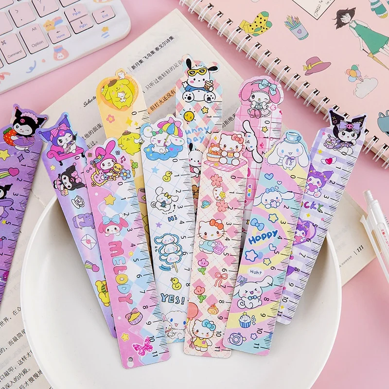 

30 шт./лот, линейка Sanrio Kitty Kuromi, 30 см, измерительные прямые линейки, инструмент для рисования, рекламные канцелярские принадлежности, подарок, школьные принадлежности