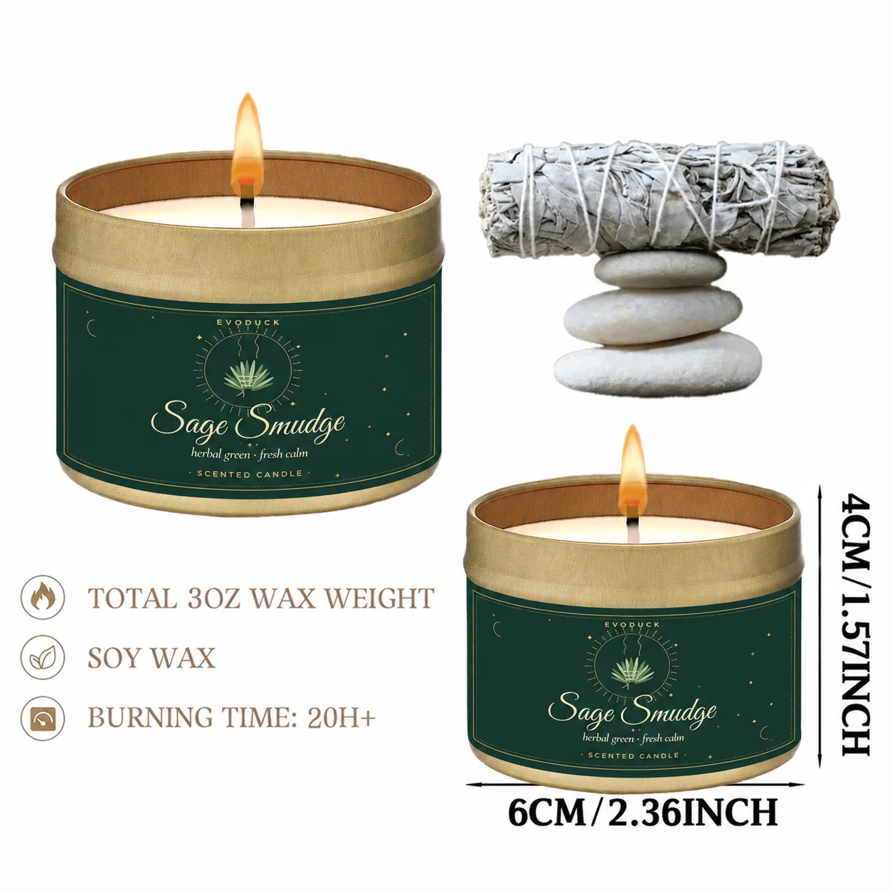 EVODUCK Sage Smudge Scented Ca - Home Fragrance Set Gift recension och pris