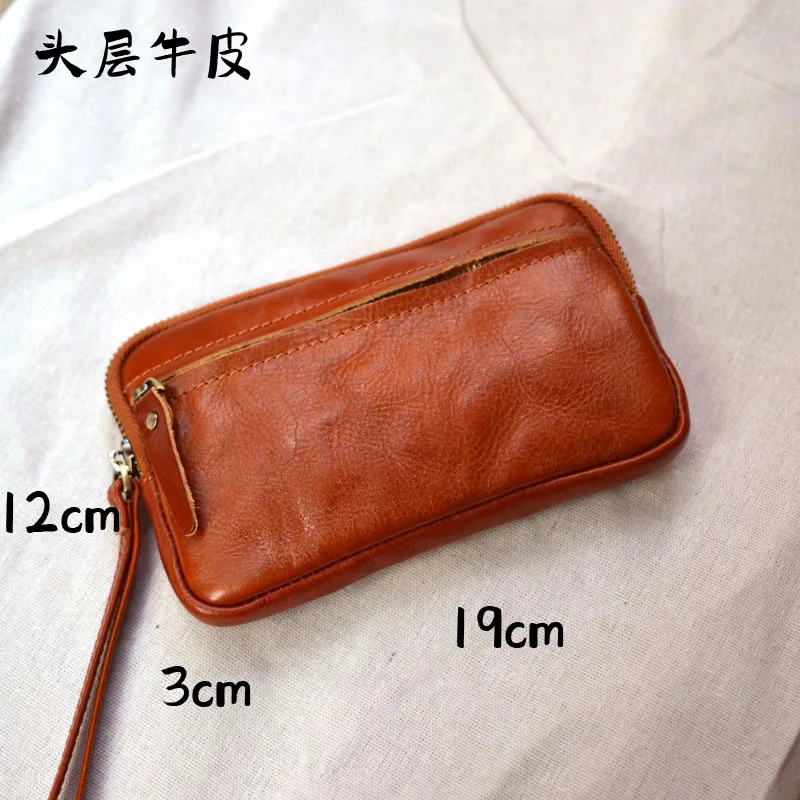 محفظة من الجلد المصنوع يدويًا من AETOO ، حقيبة يد من جلد البقر ، نبات ، جلد مدبوغ ، حقيبة هاتف محمول ، حقيبة مفاتيح سيارة صغيرة #3
