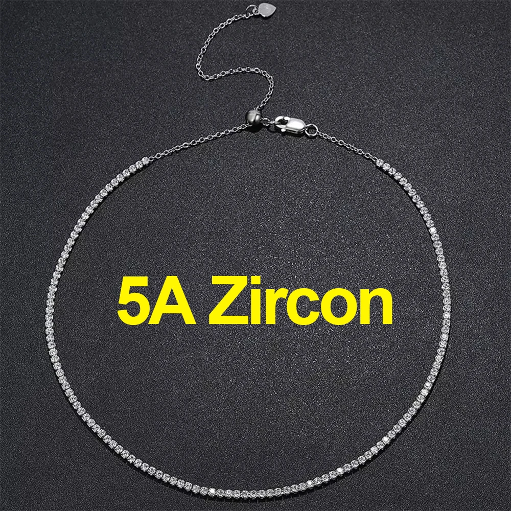 ROBUKF 2mm Moissanit Tennis Halskette für Frauen S925 Silber vergoldet 18K Gold Funkelnde Strass Halsband Kette Hochzeit Schmuck verstellbar 3