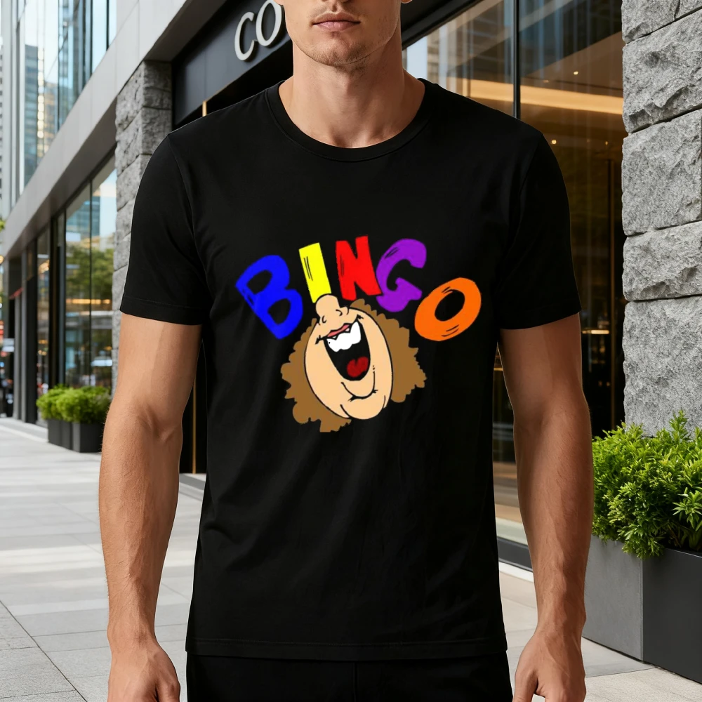 Bingo Lover Tee Laugh Cartoon Face Rainbow Bubble Bingo Letter Print Funny Game Fan Summer Casual Black Short Sleeve Tshirt