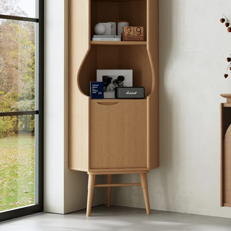

All solid wood corner cabinet Nordic corner cabinet Corner cabinet Shelf Living room triangular storage