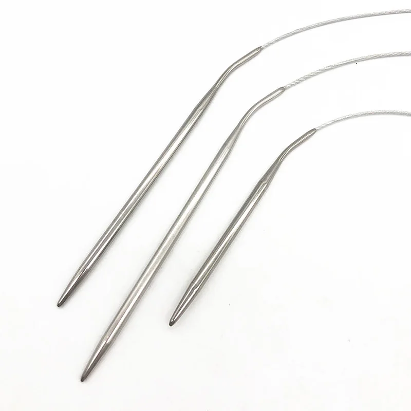 إبر حياكة دائرية للسترات التي تصنعها بنفسك ، فولاذ مقاوم للصدأ ، دبابيس أنبوبية ملساء ، أدوات حياكة ونسيج ، 43-DIY #3