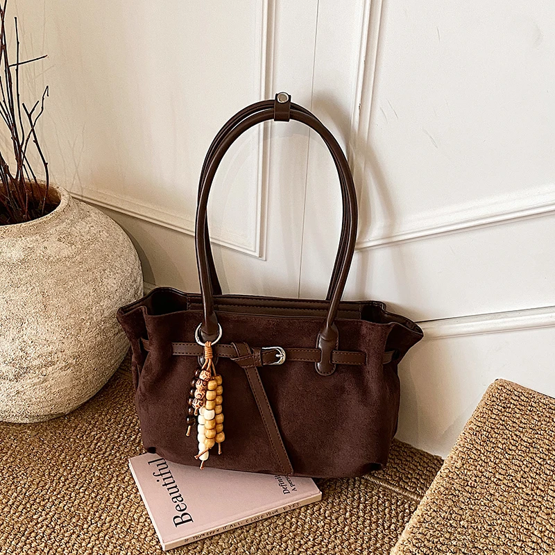 

High Quality Fashion Versatile Faux Suede Hobos Shoulder Bags Large Capacity Popularity Commute Style Women's Handbags 2025 New