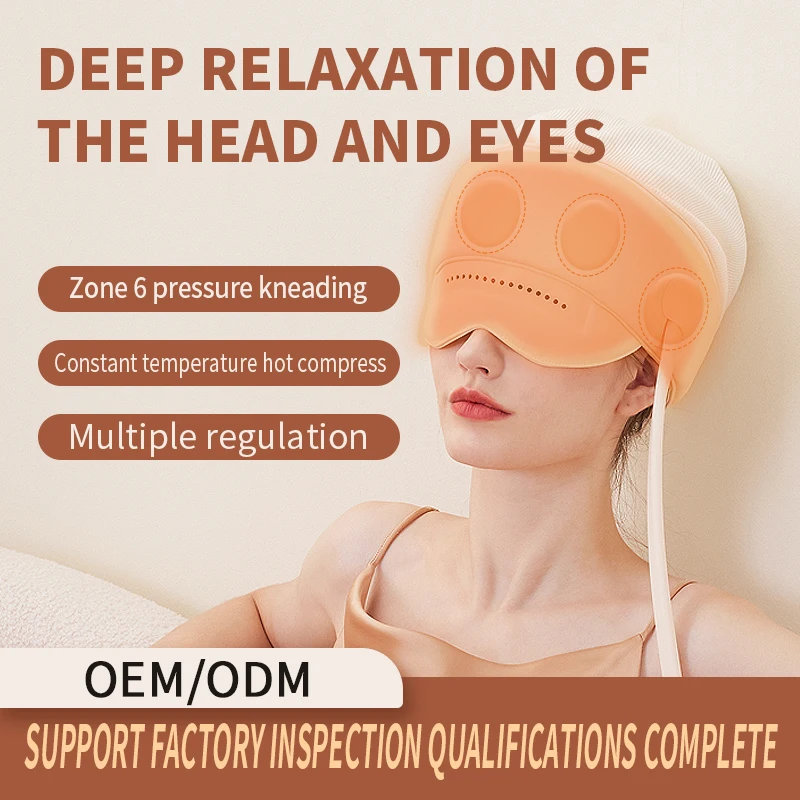 Pink Light Breathable  6 Zone Air Bag Massage to Relieve Head Fatigue Eye Massager With Heat Compression