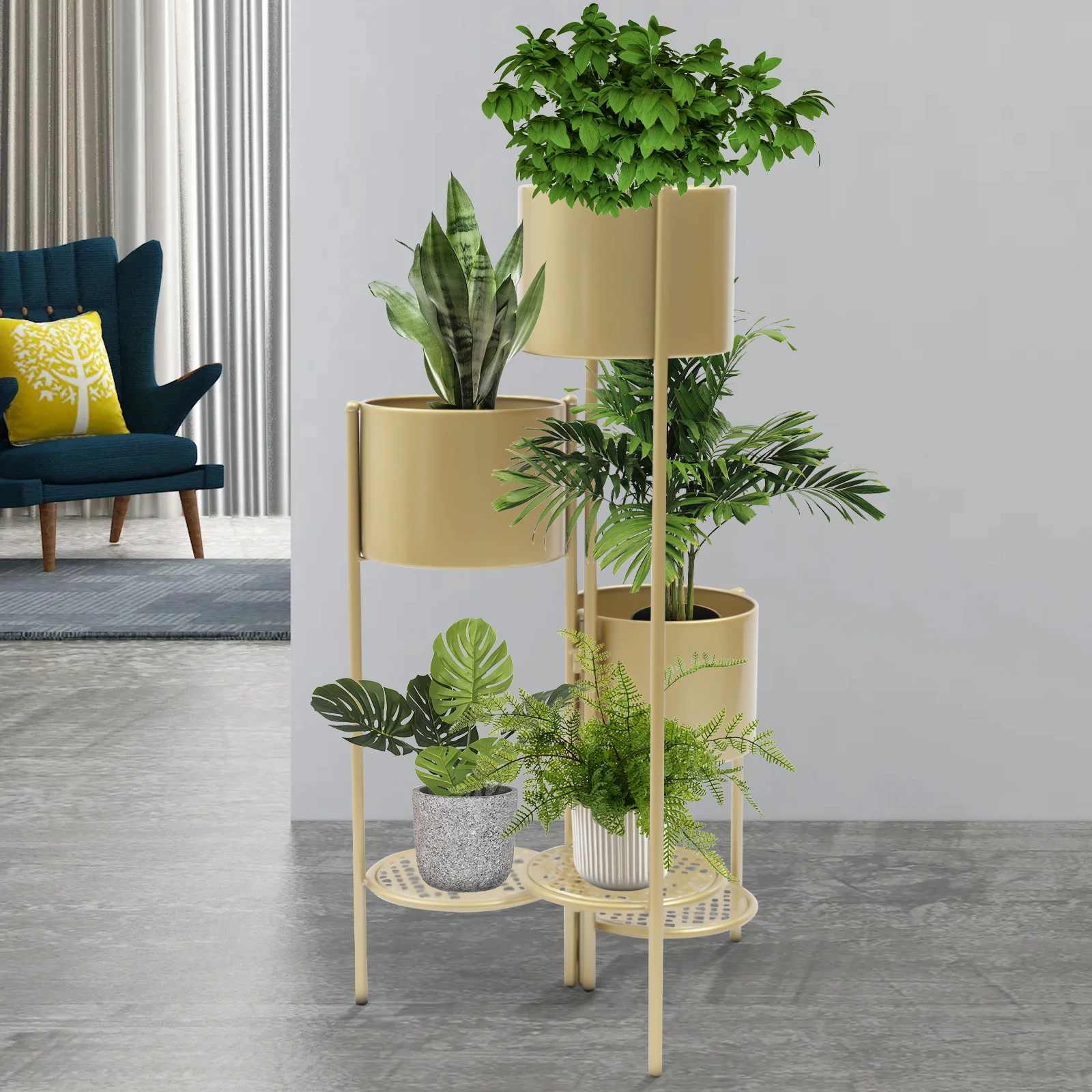 6 Tier Metal Plant Stand Flower Pot Rack Corner Shelving Indoor/Outdoor Decorative Display Rack For Patio Garden Living Room