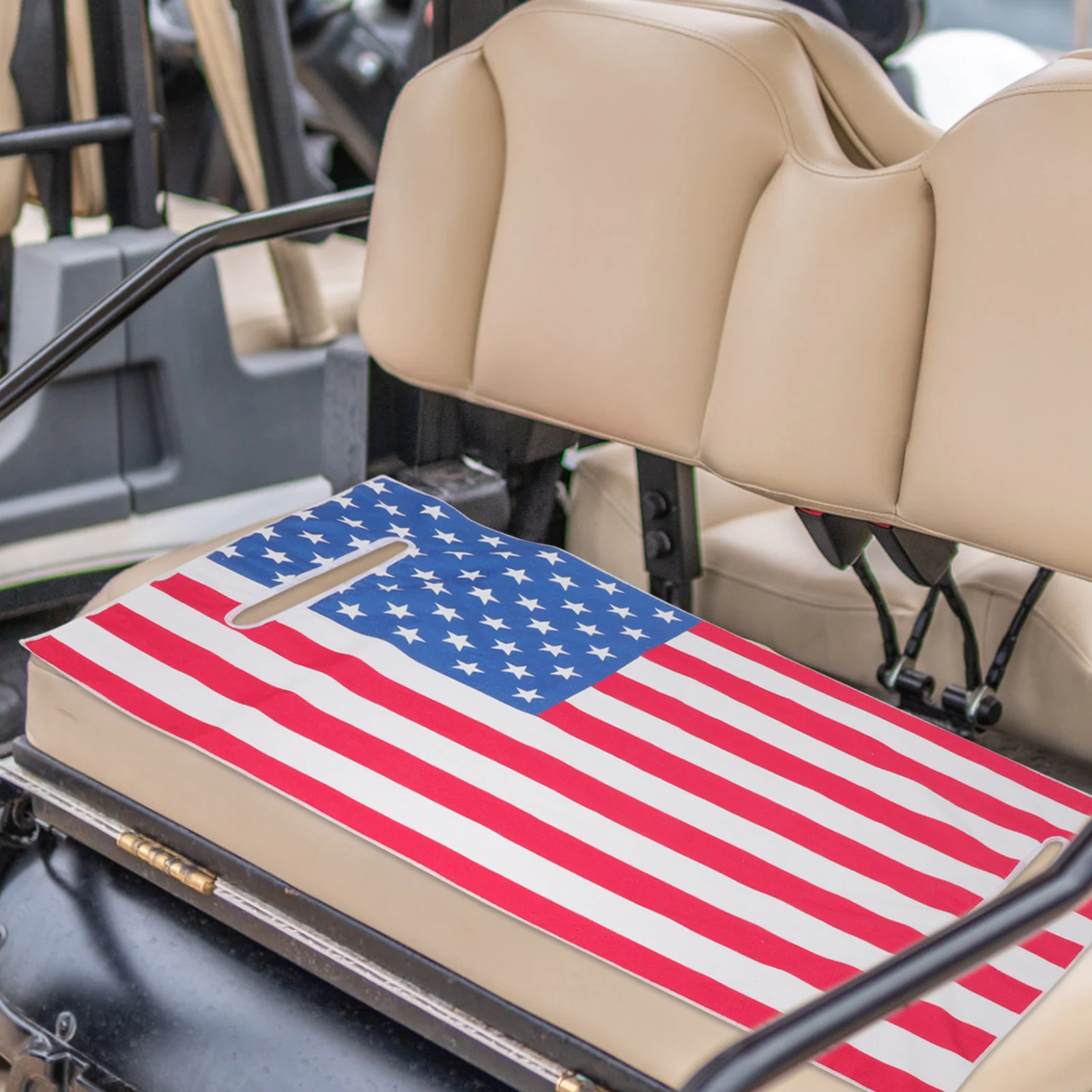 

Golf Cart Seat Blanket with National Flag Pattern Soft Washable Fabric for Comfortable Dual Seating Universal Fit Golf Cart