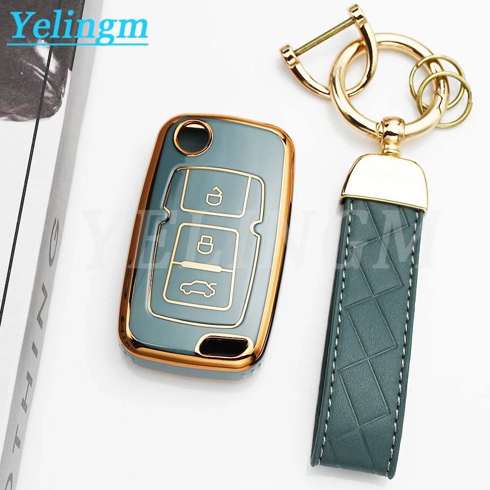 Car Folding Remote TPU Car Key Case Cover for Geely Emgrand EU 7 EC7 EC715 EC718 EC7-RV EC715 EC718-RV GC5 GC6 EC8 SL Keychain