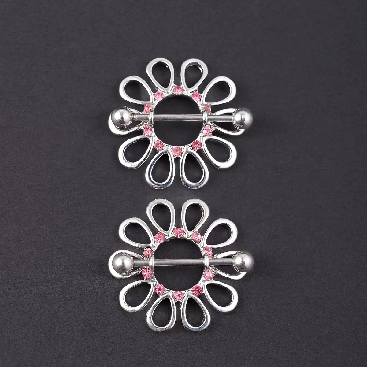 موضة جديدة الفولاذ المقاوم للصدأ الدانتيل شكل خاتم الثدي الهيب هوب متعددة الألوان الثدي الأظافر جسم الإنسان مثير ثقب المجوهرات #2