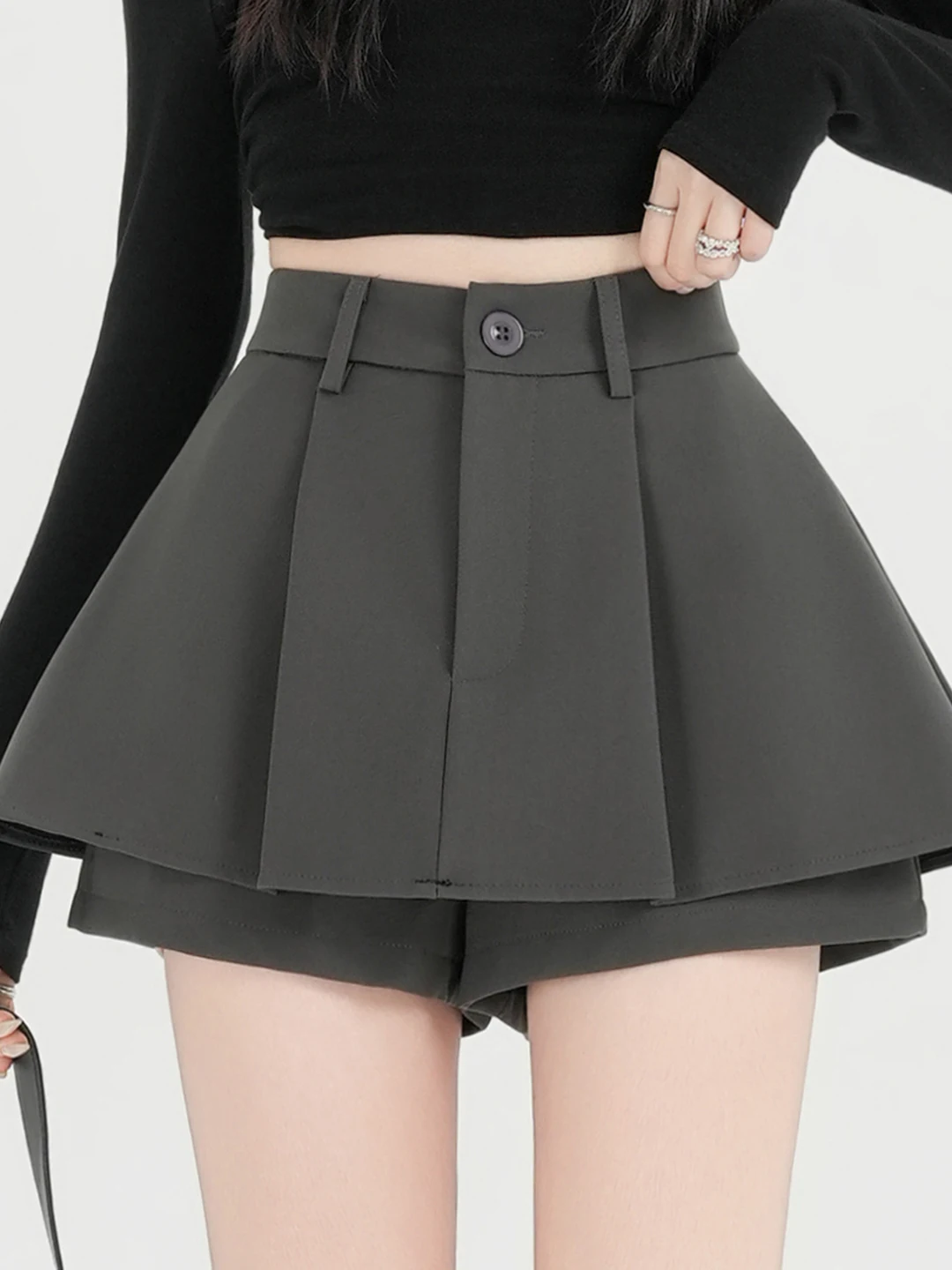 

ay Suit High Waist Skirt Women's Anti-Light A-Line ort Skirt Spring Summer New Sle Korean Version Commute