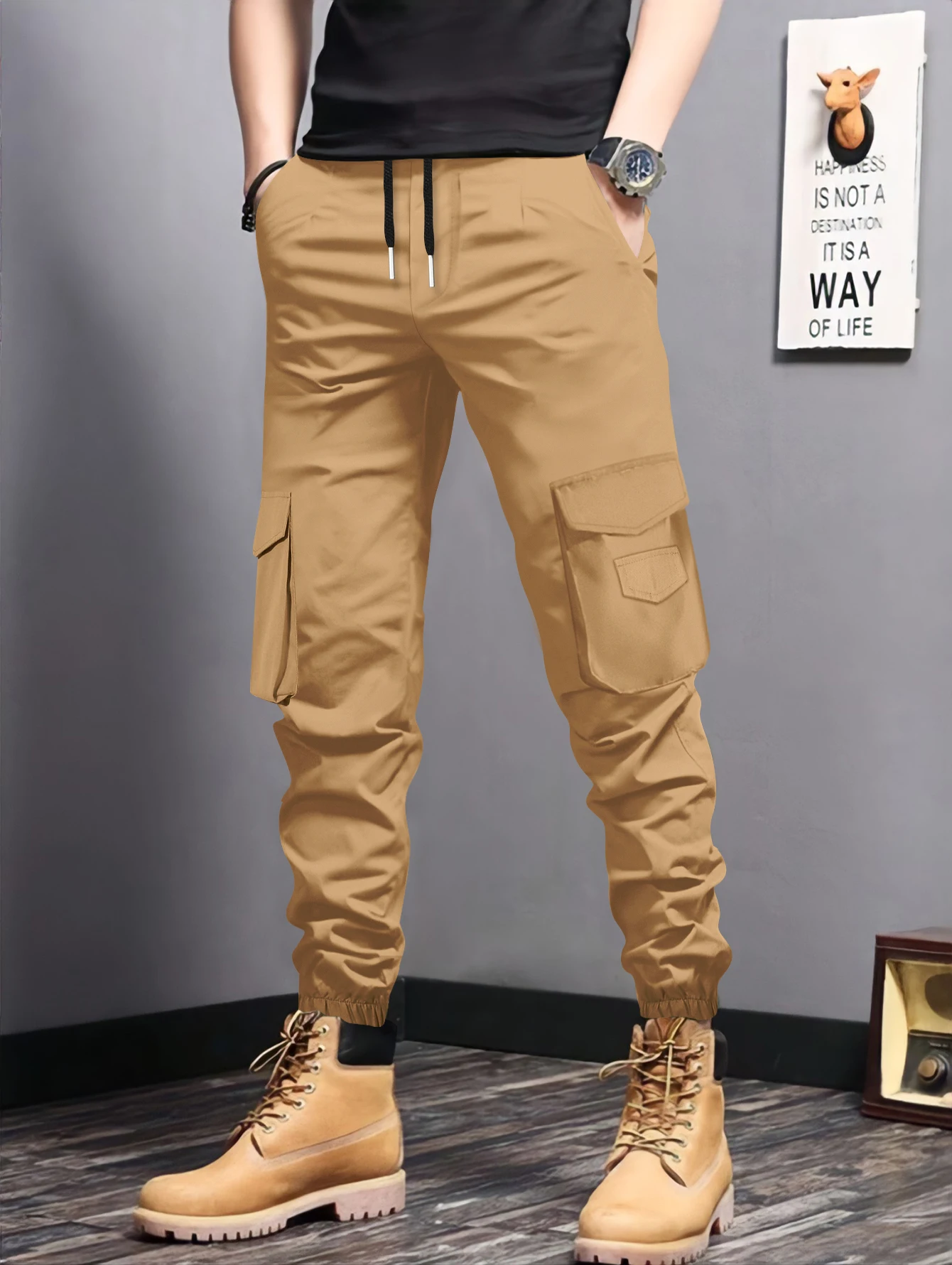 

2025 autumn and winter new men's long pants workwear casual multi pocket jogging pants